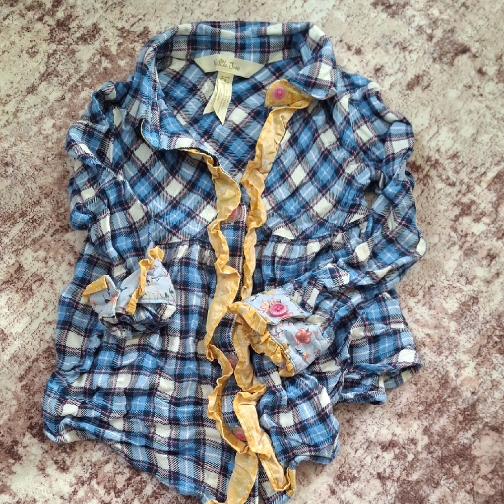 Matilda Jane Blue and Yellow Plaid Kids Button Down Shirt